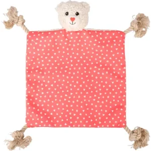 Flamingo lief knisperdoekje met beer en touw - rood