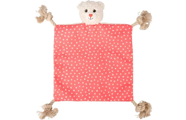Flamingo lief knisperdoekje met beer en touw - rood